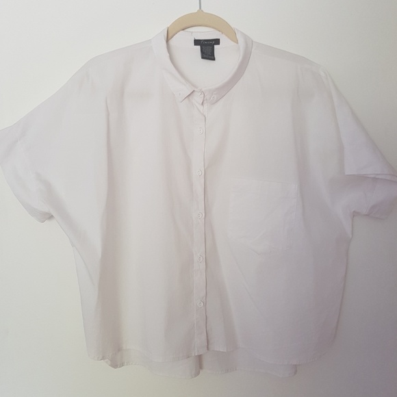 Timing Tops - ✊🏽✊🏾✊🏿Timings Cropped Button-up, White, sz L